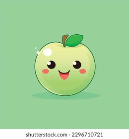 Cute kawaii apple chibi mascot vector cartoon style