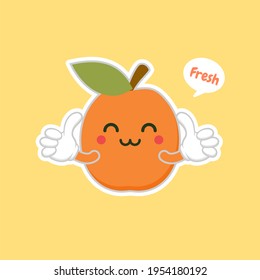 cute and kawaii apricot fruit cartoon character flat design vector illustration.