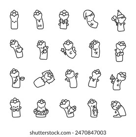 Cute kawaii asparagus. Coloring Page. Funny cartoon character. Hand drawn style. Vector drawing. Collection of design elements.