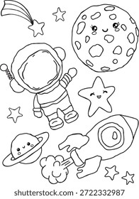Süße Kawaii Astronaut schwimmen im Weltraum Abenteuer
