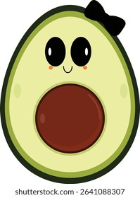cute kawaii avocado with bowtie hairclip cartoon