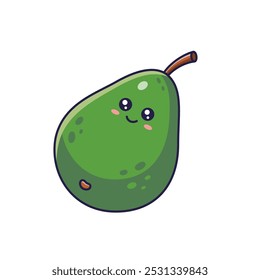 Cute Kawaii Avocado character. Vector hand drawn cartoon icon illustration. Avocado character in doodle style.