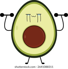 Cute Kawaii Avocado Doing Yoga – Cartoon Wellness Character Vector Illustration