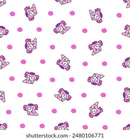 Cute kawaii baby axolotl. Seamless pattern. Cartoon funny animals character. Hand drawn style. Vector drawing. Design ornaments.