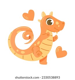 Cute and kawaii baby dragon or a dinosaur on a white background.