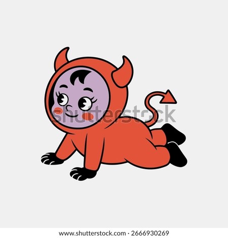 A cute kawaii baby dressed as a devil for halloween, isolated on white background a funny and whimsical illustration of a playful and cheerful character