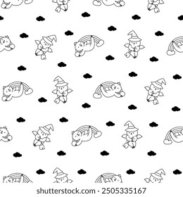 Cute kawaii baby sloth. Seamless pattern. Coloring Page. Cartoon funny animal character. Hand drawn style. Vector drawing. Design ornaments.