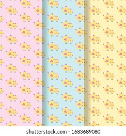 Cute kawaii background pattern love birds 