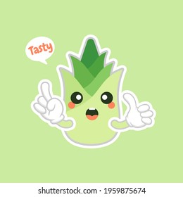 cute and kawaii bamboo shoot cartoon character. Bamboo shoot flat design vector illustration