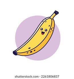 Cute Kawaii Banana character. Vector hand drawn cartoon icon illustration. Banana character in doodle style. Isolated on white background.