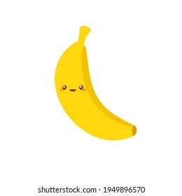 Cute kawaii banana icon. Clipart image isolated on white background
