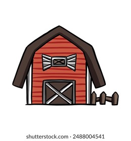 cute kawaii barn clipart illustration