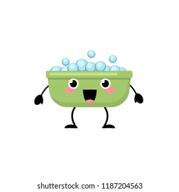 Cute kawaii basin vector illustration isolated on white background.