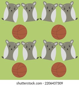 Cute kawaii with basketball for background, wallpaper or wrapping