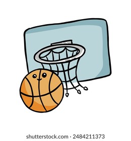 cute kawaii basketball cartoon illustration