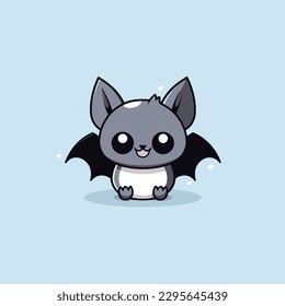 Cute kawaii bat chibi mascot vector cartoon style