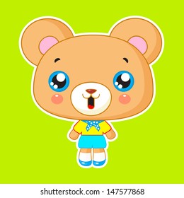 Cute Kawaii Bear Boy: Vector Character