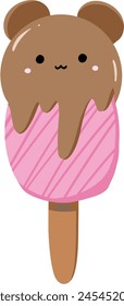 Cute kawaii bear ice cream. Ice cream illustration