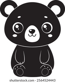 A cute kawaii Bear silhouette vector and illustration design