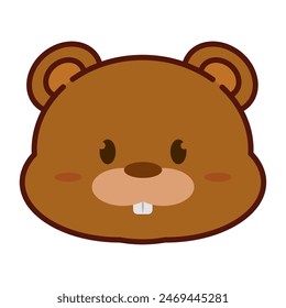 Cute kawaii beaver animal character emoticon Vector illustration