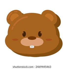 Cute kawaii beaver animal character emoticon Vector illustration