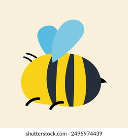 Cute kawaii bee in cartoon, flat, doodle, simple style. Design element for posters, postcards, greeting cards, wallpapers, children's clothes, fabrics, t-shirts, logos