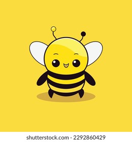 Cute kawaii bee chibi  mascot vector cartoon style