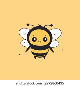 Cute kawaii bee chibi  mascot vector cartoon style