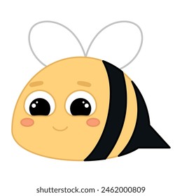 Cute kawaii bee emoji icon Vector illustration