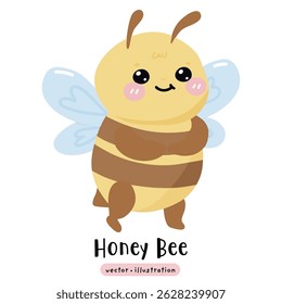 Cute kawaii Bee Honey Bee cartoon vector illustration