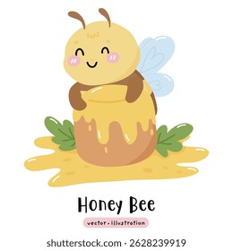 Cute kawaii Bee Honey Bee cartoon vector illustration