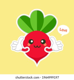 Cute and kawaii beet vegetable character. Vector hand drawn cartoon funny character illustration icon. Isolated on color background. Beet vegetable character concept. vegan vegetarian food