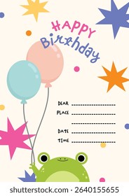Cute kawaii birthday card set with colorful animal theme great for kids party invitations fun greetings and celebration moments in a cheerful printable template.