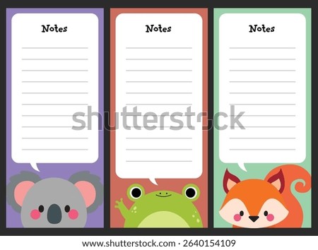 Cute kawaii blank notes set with adorable animal theme and colorful layout great for kids writing planning journaling or school fun printable template use.