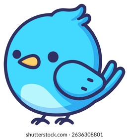 cute kawaii blue bird animal flat color vector illustration template design