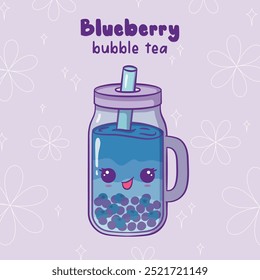 Kawaii bonito Blueberry Bubble Tea 