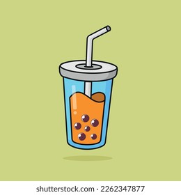 cute kawaii boba tea milk shake chocolate coffe vector