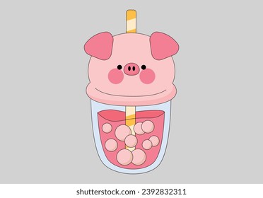 cute kawaii Boba tea vector illustration