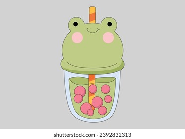 cute kawaii Boba tea vector illustration