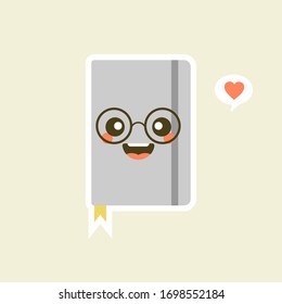 cute and kawaii book character . notebook with emotions. Funny cartoon character. Isolated vector illustration