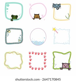 Dibujo lindo de la mano del marco de la frontera de Kawaii