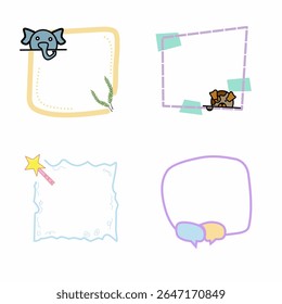 Cute Kawaii Border Frame Hand Drawing