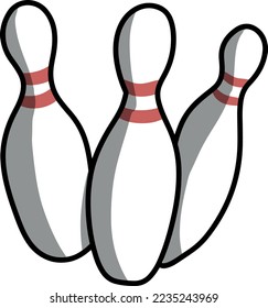 The cute kawaii bowling pins clipart on a white background