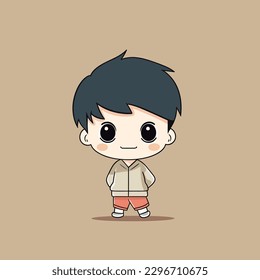 Cute kawaii boy chibi mascot vector cartoon style