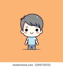 Cute kawaii boy chibi mascot vector cartoon style