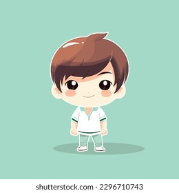 Cute kawaii boy chibi mascot vector cartoon style