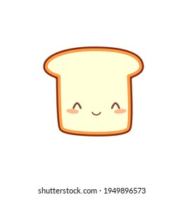 Icono de la rebanada de pan de kawaii. Imagen de cliente aislada en fondo blanco