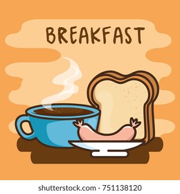 cute kawaii breakfast food cartoon 