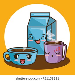 cute kawaii breakfast food cartoon 