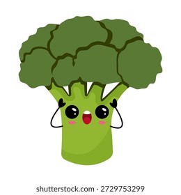Ilustración vectorial de carácter de brócoli kawaii lindo